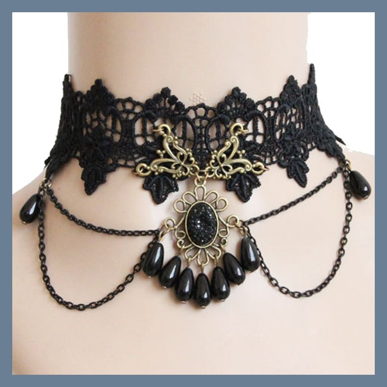 Victorian Sort Blonde Halssmykke