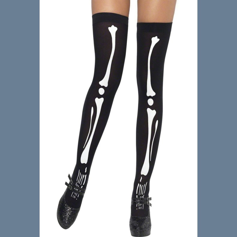 Sorte Selvsiddende Skelet Strmper
