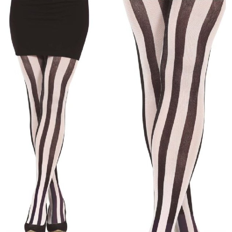 Hvide Sort Stribet Strmpebukser