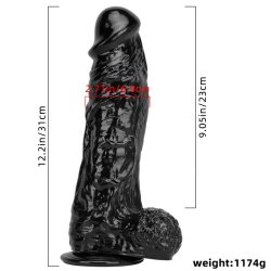 Stor Sort Tyk Dildo