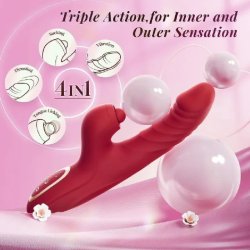 10-trins rd silikone vandtt genopladelig vibrator med pulserende og stdende funktioner