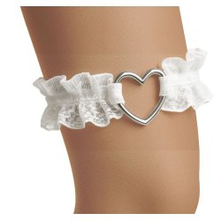 Strmpebnd Hvid med Hjerte