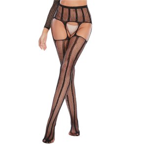 Skinnende Rhinestone Ouvert Strmpebukser