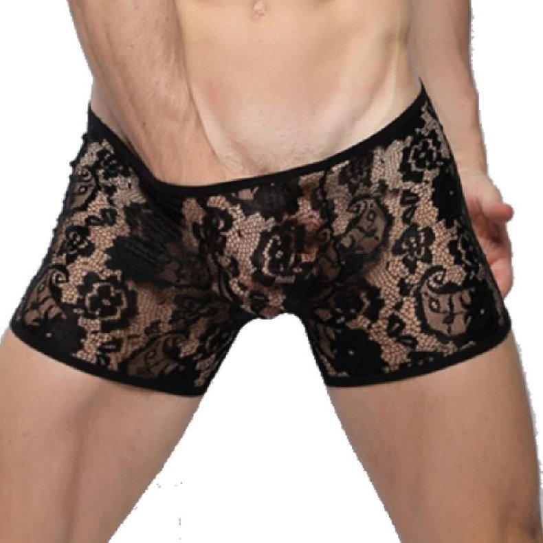 Floral Lace See-through Boxer Briefs