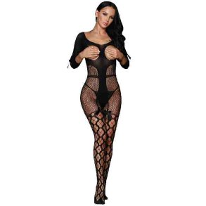 ben Cup Fiskenet Bodystocking Sort med Sljfer