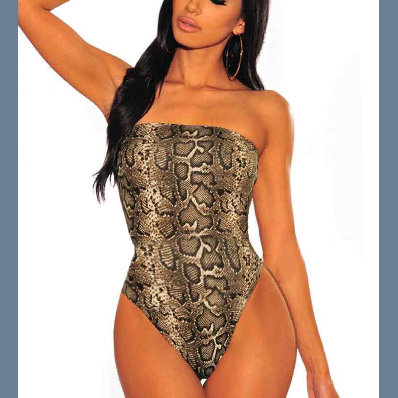 Snake Print Spaghetti Straps Bodysuit