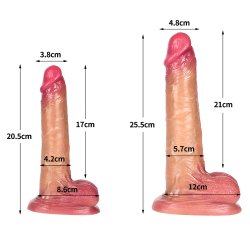 Bjelig realistisk dildo med dobbelt lag