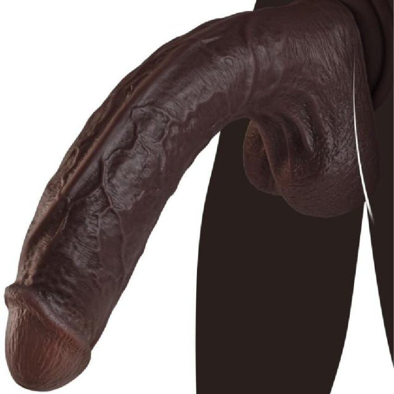 Dybbrun Dildo med Strk Sugekop