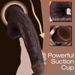 Dybbrun Dildo med Strk Sugekop