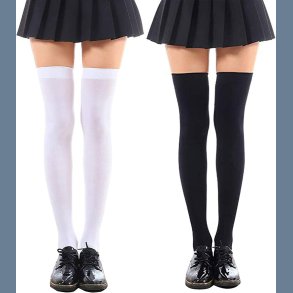 Over kn strmper sorte eller hvide