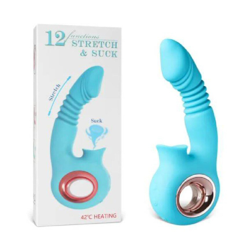 12-speed genopladelig silikone std- og sugende vibrator