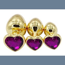 Guld Anal Plug med Hjerte Sten