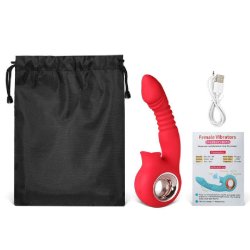 12-speed genopladelig silikone std- og sugende vibrator