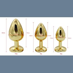 Guld Anal Plug med Hjerte Sten