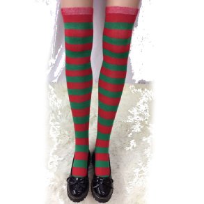 Rd / Grn selvsiddende strmper