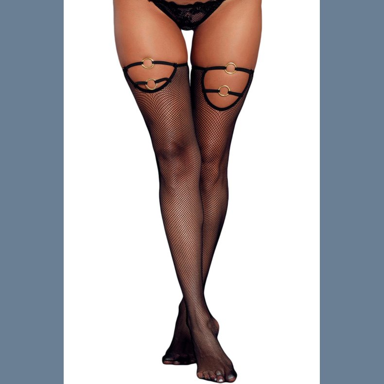 Selvsiddende strmper sorte med ringe