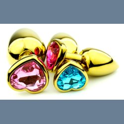 Guld Anal Plug med Hjerte Sten