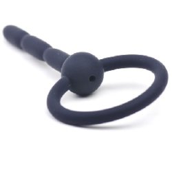 Sort Silikone Penis Plug Med Ring