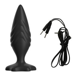 Anal butt-plug med Elektrisk st�d og rillem�nster