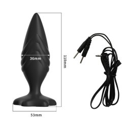 Anal butt-plug med Elektrisk st�d og rillem�nster