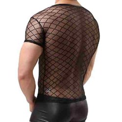 Strong Transparent Diamond Mesh Short Sleeves Underwear