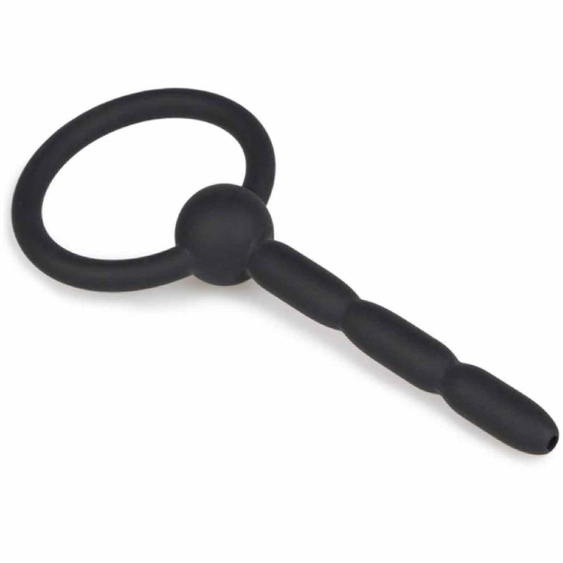 Sort Silikone Penis Plug Med Ring