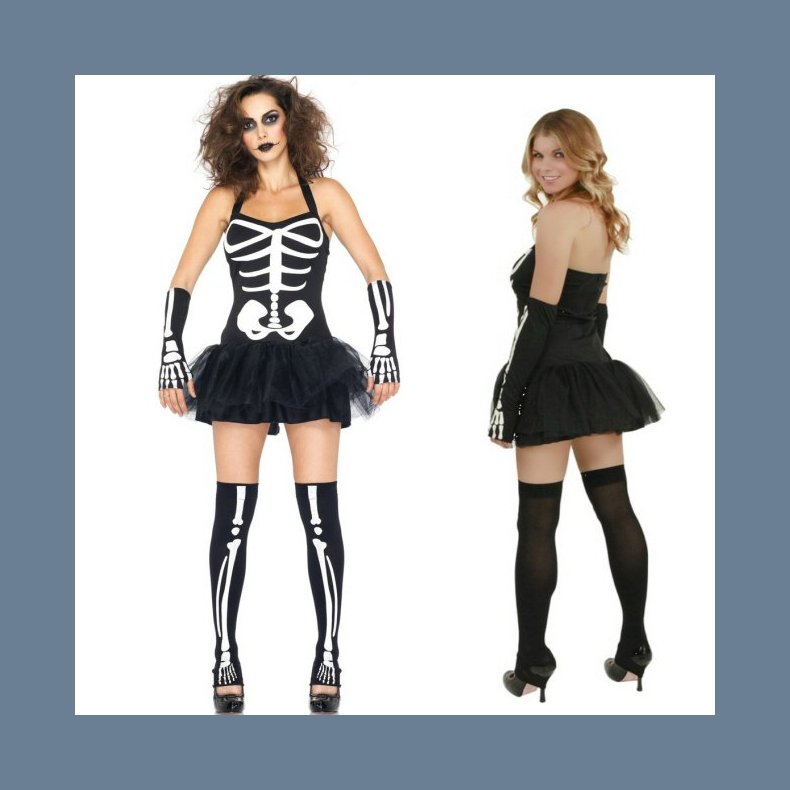 Halloween Skelet Kostume Pige
