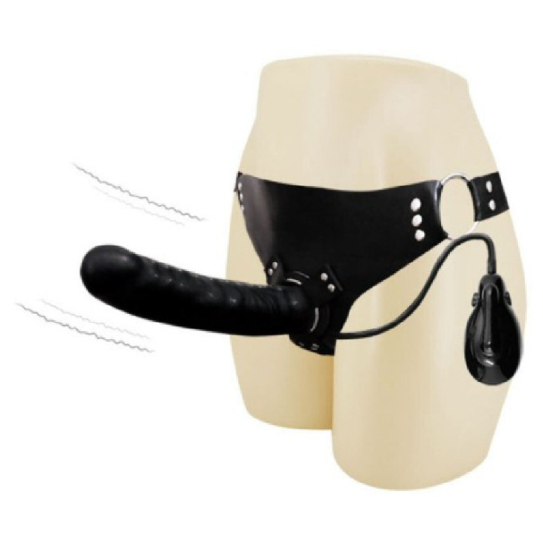 Penis med Vibrator og Pumpe Strap-on