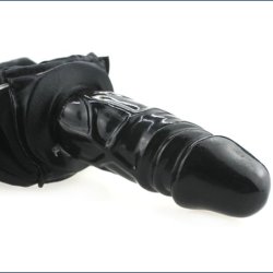 Dildo Latex Trusser Sort med Vibrator