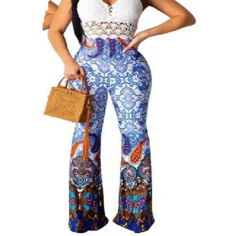 Paisley Print Flare Palazzo Pants