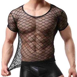 Strong Transparent Diamond Mesh Short Sleeves Underwear