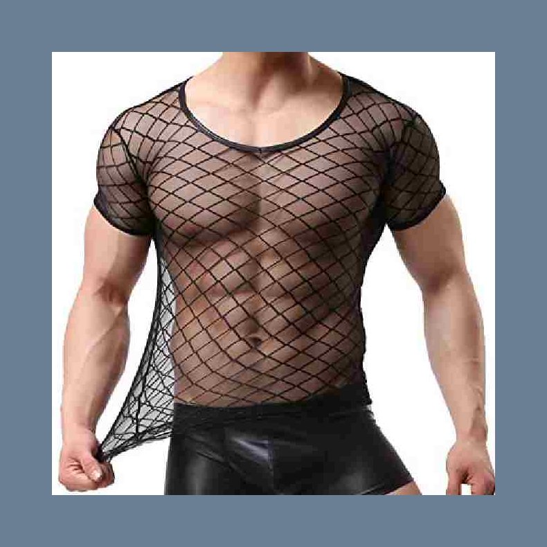 Strong Transparent Diamond Mesh Short Sleeves Underwear