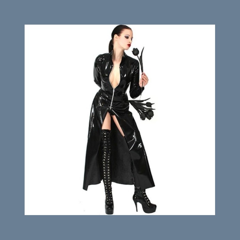 Sort PVC Matrix Look Lang jakke