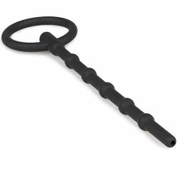 Sort Cum-Thru Penis Plug med Ring