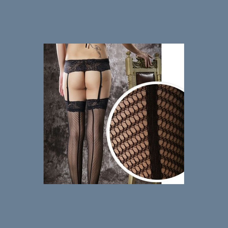 Sext sorte net strmper - strmpeholder