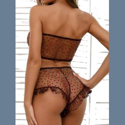 Sort Lingerist med Rde Hjerteprint