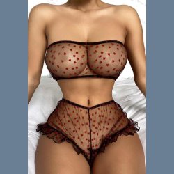 Sort Lingerist med Rde Hjerteprint