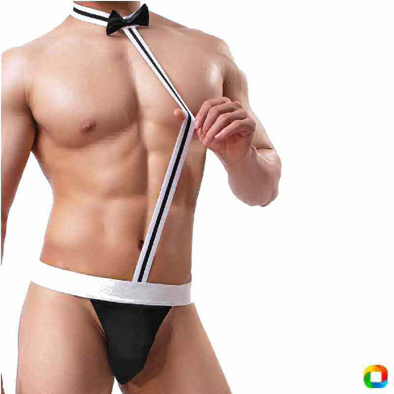 Male Stripes Underwear Bow Tie Elastic Belt Maximum Comfort