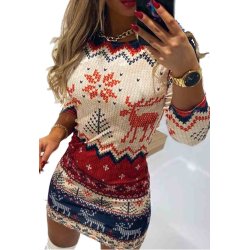 Jule Rund Hals Langrmet Midi Kjole