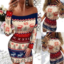 Jule Rund Hals Langrmet Midi Kjole