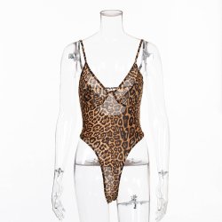 Print Leopard High Cut Teddy Lingerie
