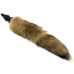 Silicone Anal Plug With Yellow Fox Tail