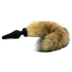 Silicone Anal Plug With Yellow Fox Tail
