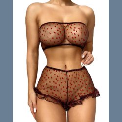 Sort Lingerist med Rde Hjerteprint