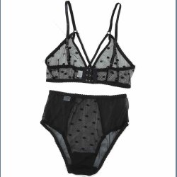 Sort Polka Dot Lingeri St
