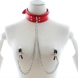 D Ring Bondage Krave Med Bryst Klemmer