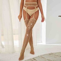 Open Crochet Rhinestone Fishnet Stocking