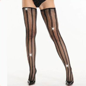 Skinnende Krystal Fiskenet Lange Strmper