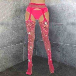 Open Crochet Rhinestone Fishnet Stocking