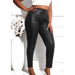 Black Shiny Leopard Textured Leggings